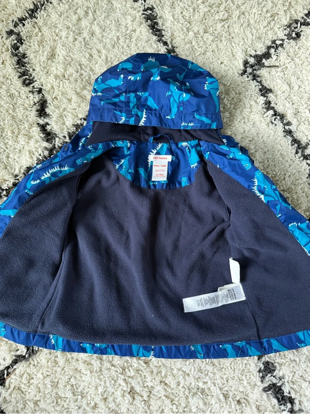 Joe Fresh Blue Toddler Dino Raincoat with Hood 12-18M